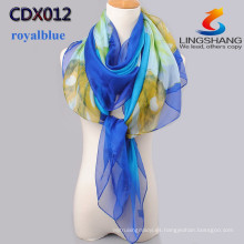 2015 nuevos llegan la bufanda de seda Corea multicolor de las bufandas de la gasa del terciopelo de la manera imprimió el cabo largo del mantón de la calidad de las bufandas
